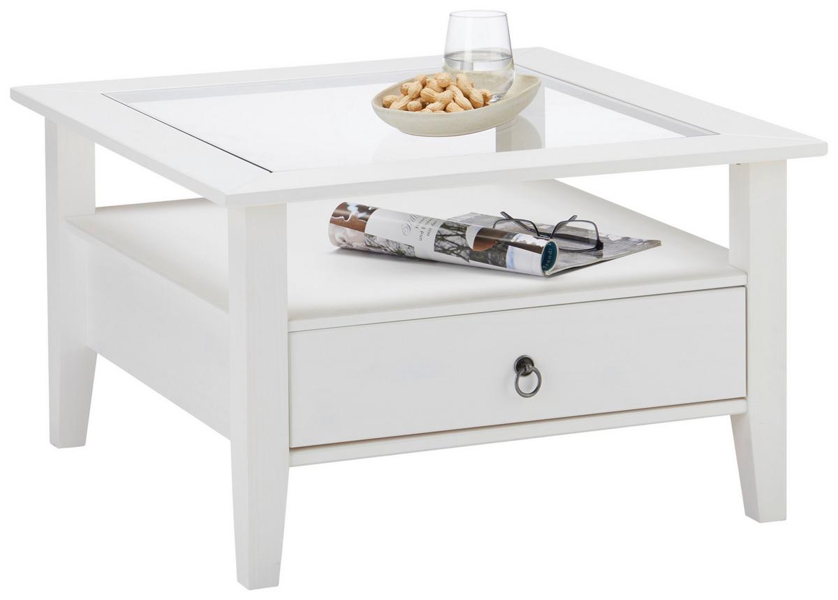 Klubska Mizica Provence, Bela, S Steklom - črna/bela, Trendi, kovina/steklo (75/75/45cm) - Zandiara