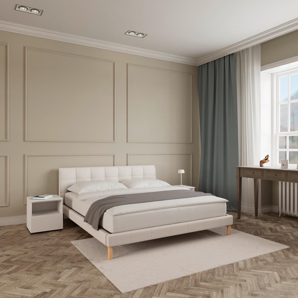 Oblazinjena Postelja Mara - naravne barve/bež, Moderno, kovina/tekstil (180/200cm) - Bessagi Home