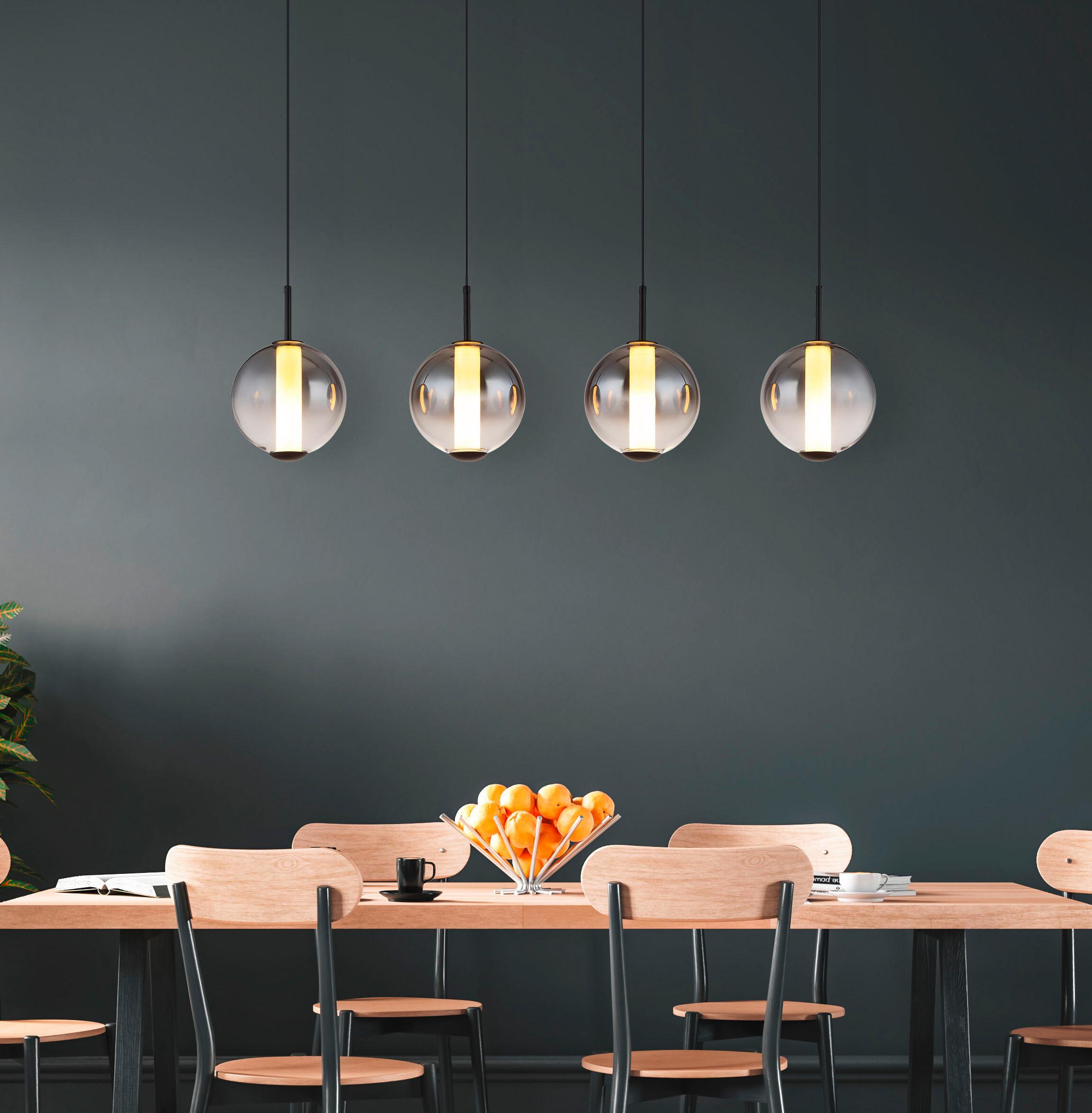 LED-HÄNGELEUCHTE 15798-4H LACY - Weiss/Schwarz, Konventionell, Glas/Kunststoff (100/18/120cm) - Globo