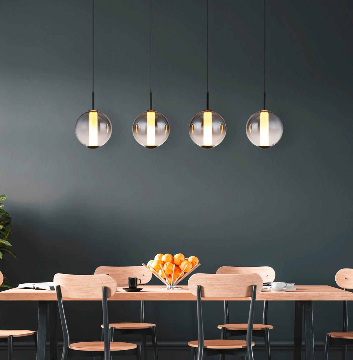 LED-HÄNGELEUCHTE 15798-4H LACY - Weiss/Schwarz, Konventionell, Glas/Kunststoff (100/18/120cm) - Globo