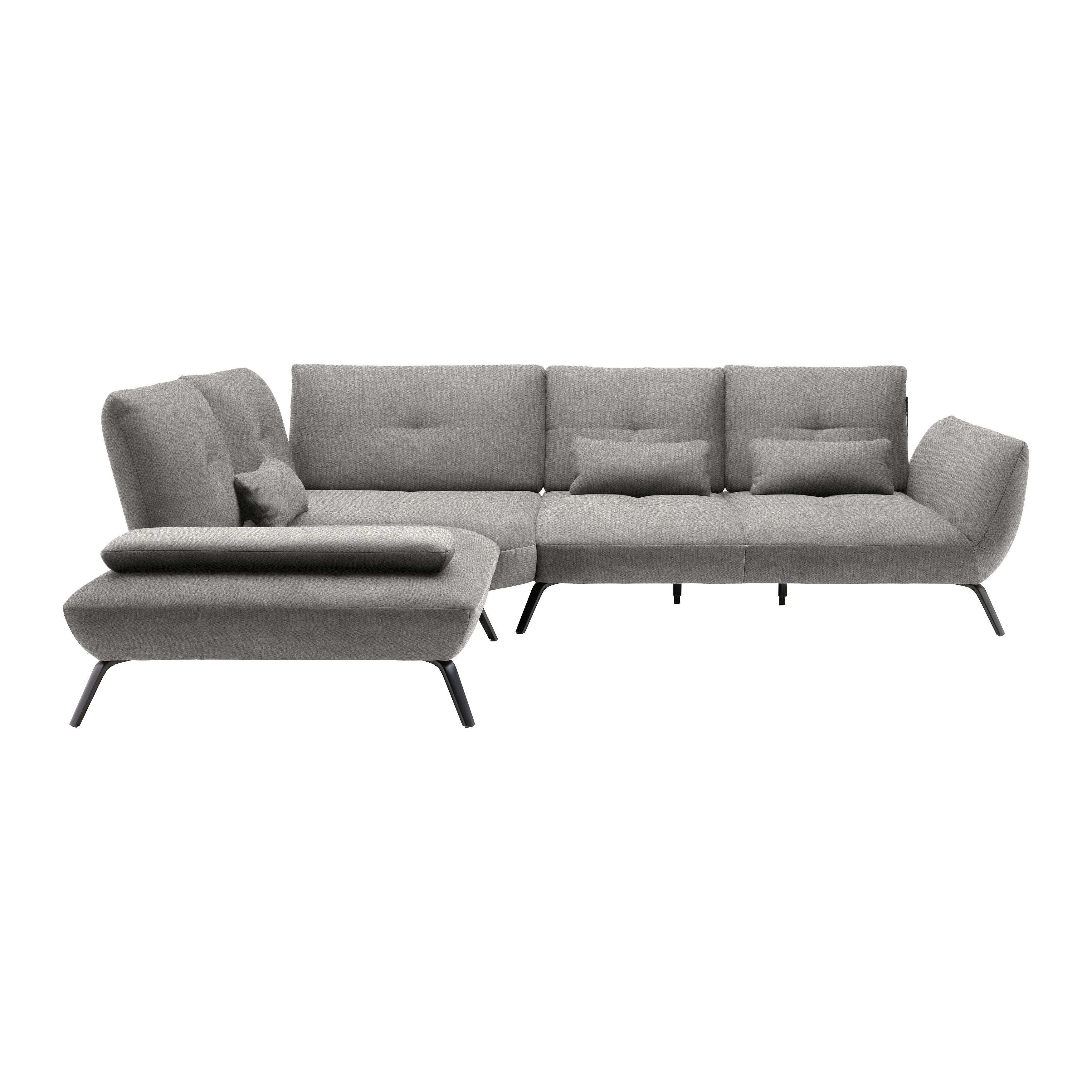 Wohnlandschaft Trendy Grau - Schwarz/Grau, MODERN, Holzwerkstoff/Textil (250/93/310cm) - Premium Living