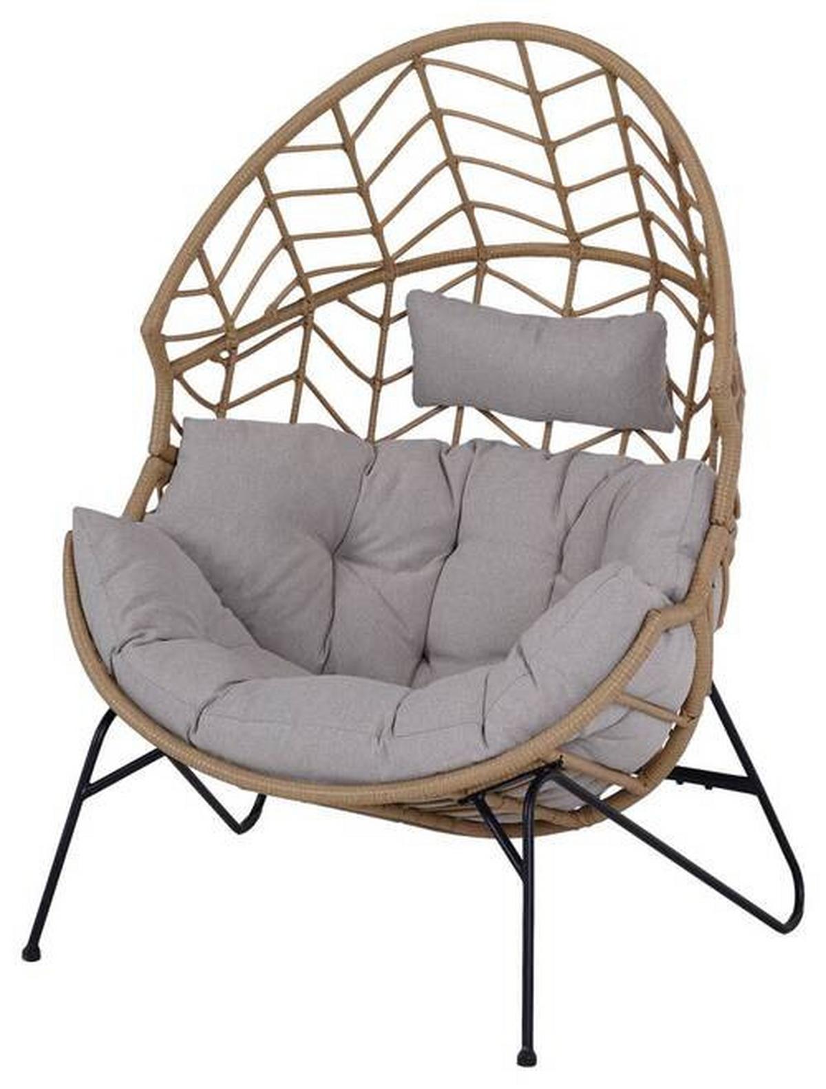 Gartenmuschel Marike in Natur/Schwarz/Beige - Beige/Schwarz, Modern, Kunststoff/Textil (98/146/95cm) - Mömax
