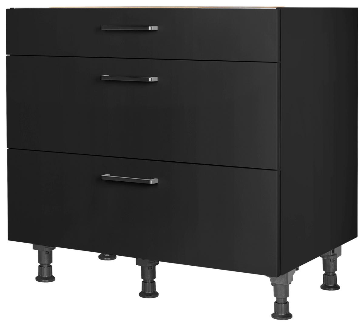 Kochfeldumbauschrank Touch Schwarz - Edelstahlfarben/Schwarz, MODERN, Holzwerkstoff/Metall (90/87/56cm) - Nobilia