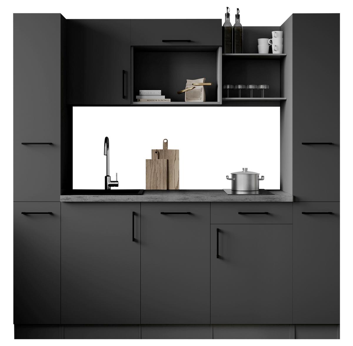 Küchenblock Oliver m. Geräten Grau - Grau, Trend, Holzwerkstoff/Metall (205cm) - Respekta