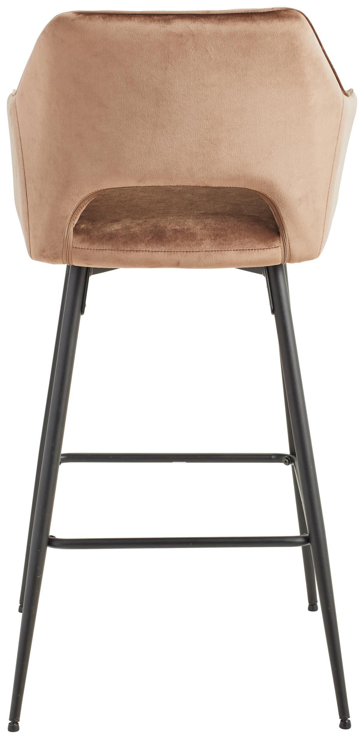 STOŁEK BAROWY PORTOFINO - czarny/taupe, Modern, metal/tkanina (55/105/53cm) - MID.YOU