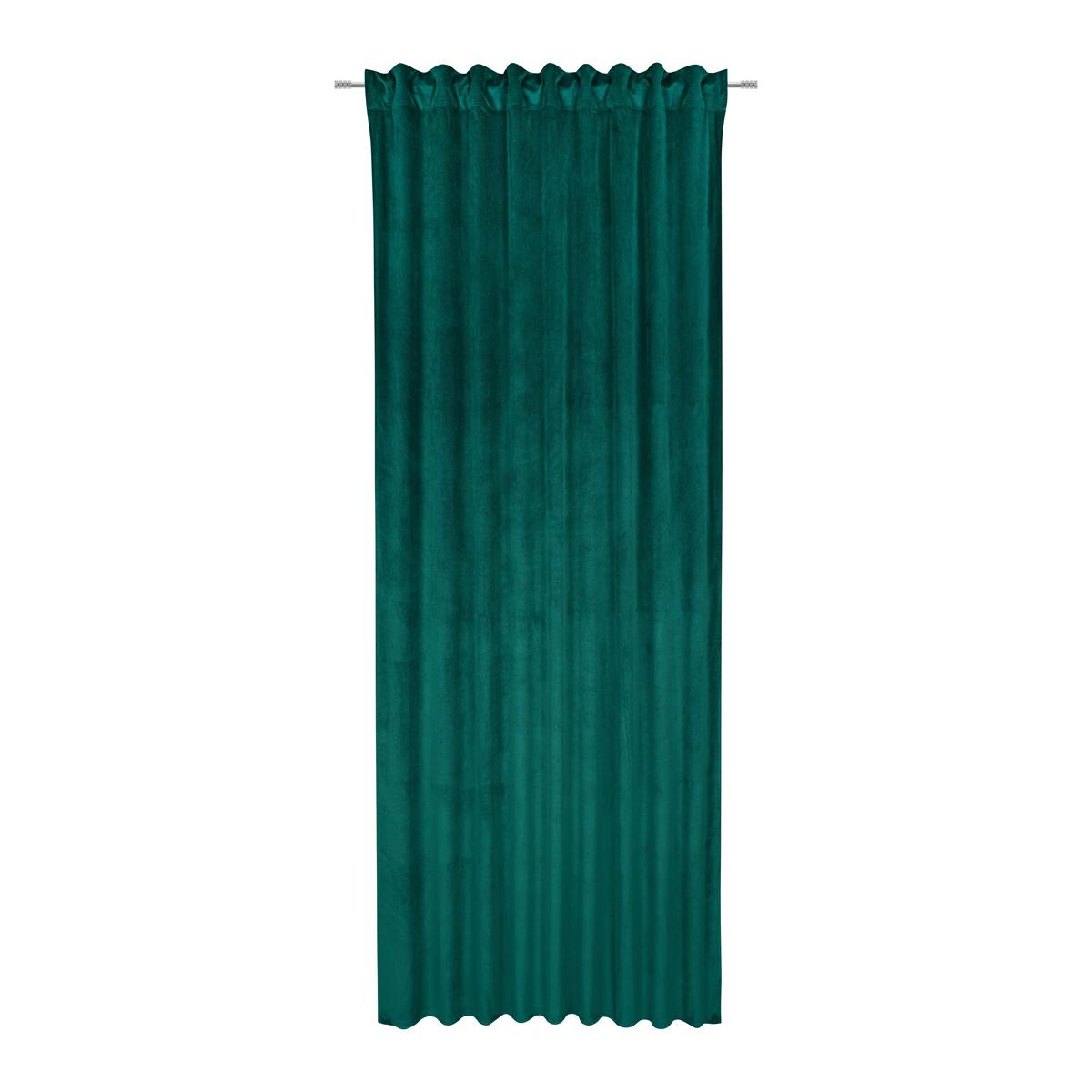 Fertigvorhang Bianca Samtoptik ca. 140x245cm - Dunkelgrün, KONVENTIONELL, Textil (140/245cm) - Modern Living
