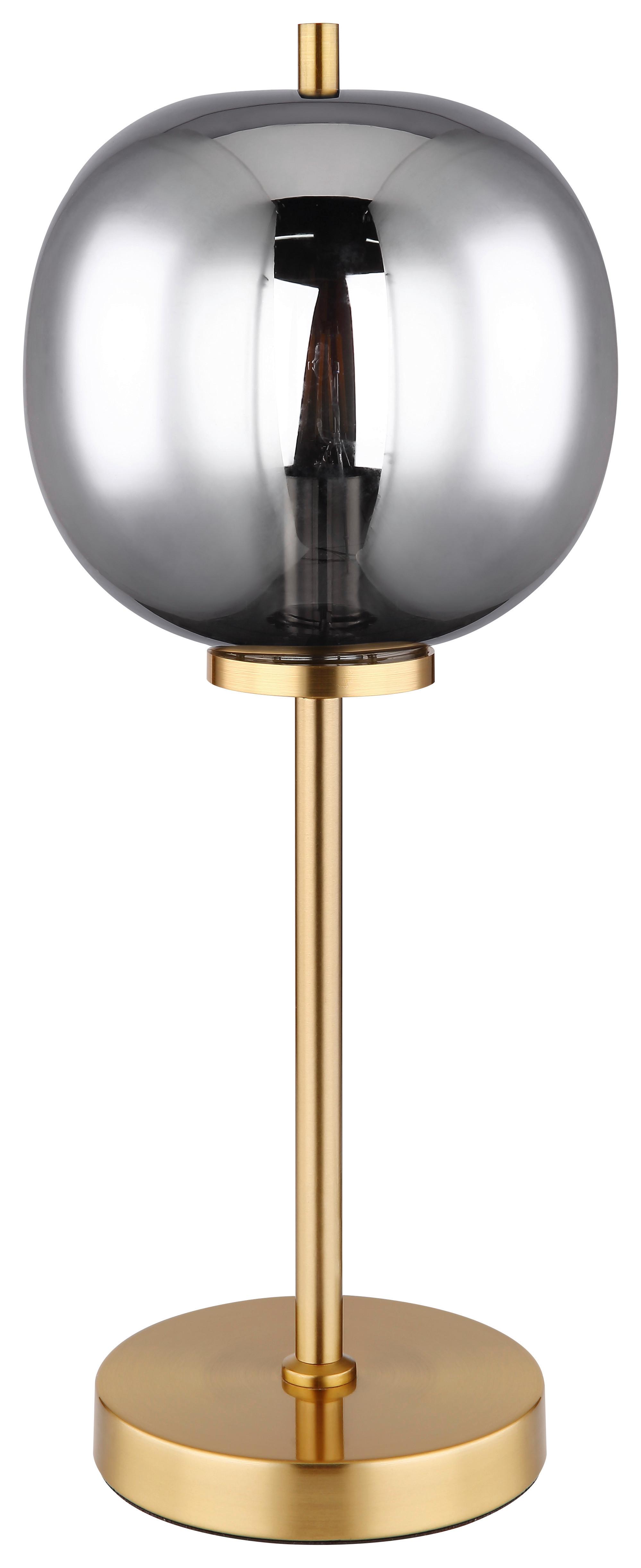Tischleuchte Blacky I in Grau max. 40 Watt - Messingfarben, Design, Glas/Metall (18,5/45cm) - Globo