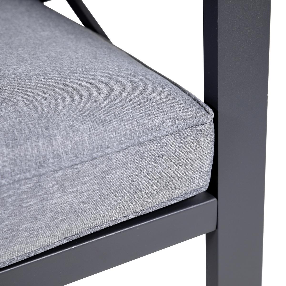 Loungegarnitur 4-tlg Amsterdam aus Aluminium mit Glasplatte - Anthrazit, Basics, Glas/Textil (131,5/77/72cm) - Gardenson