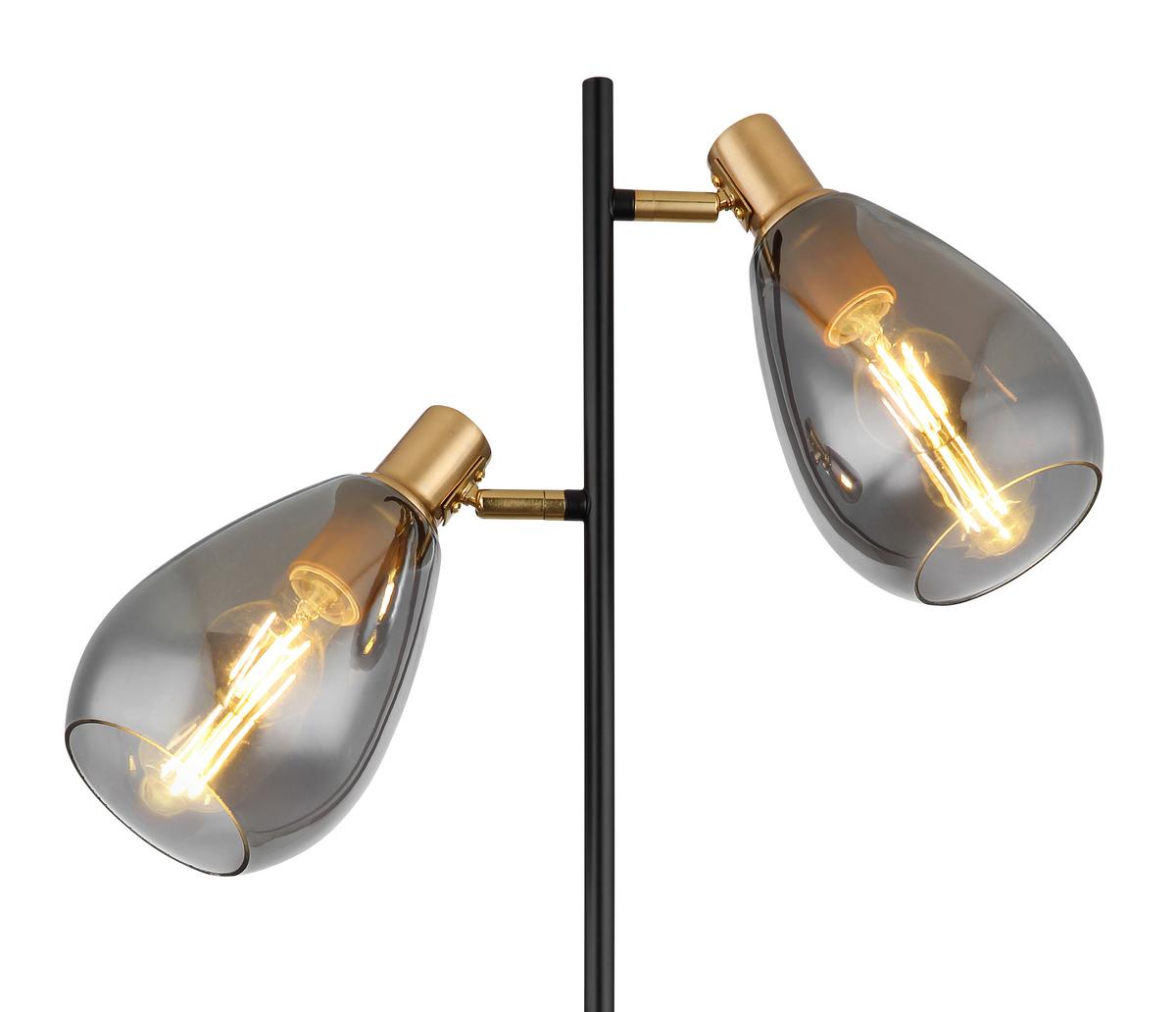 STEHLEUCHTE 15563S - Messingfarben/Schwarz, Design, Glas/Metall (34/25/160cm) - Globo