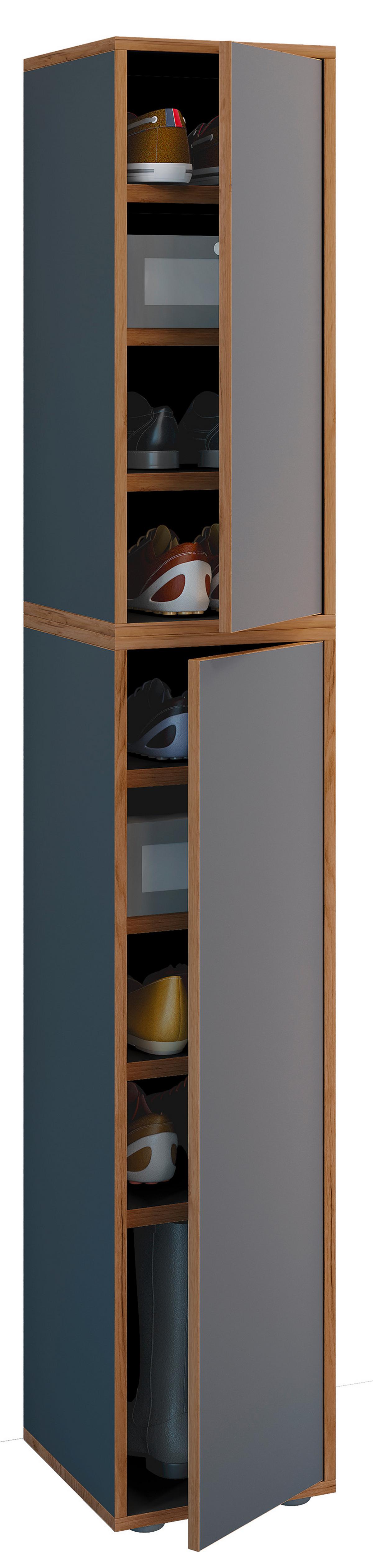 SCHUHSCHRANK SALIA - Honigeiche/Weiss, Design, Holzwerkstoff (30/183/33cm) - MID.YOU