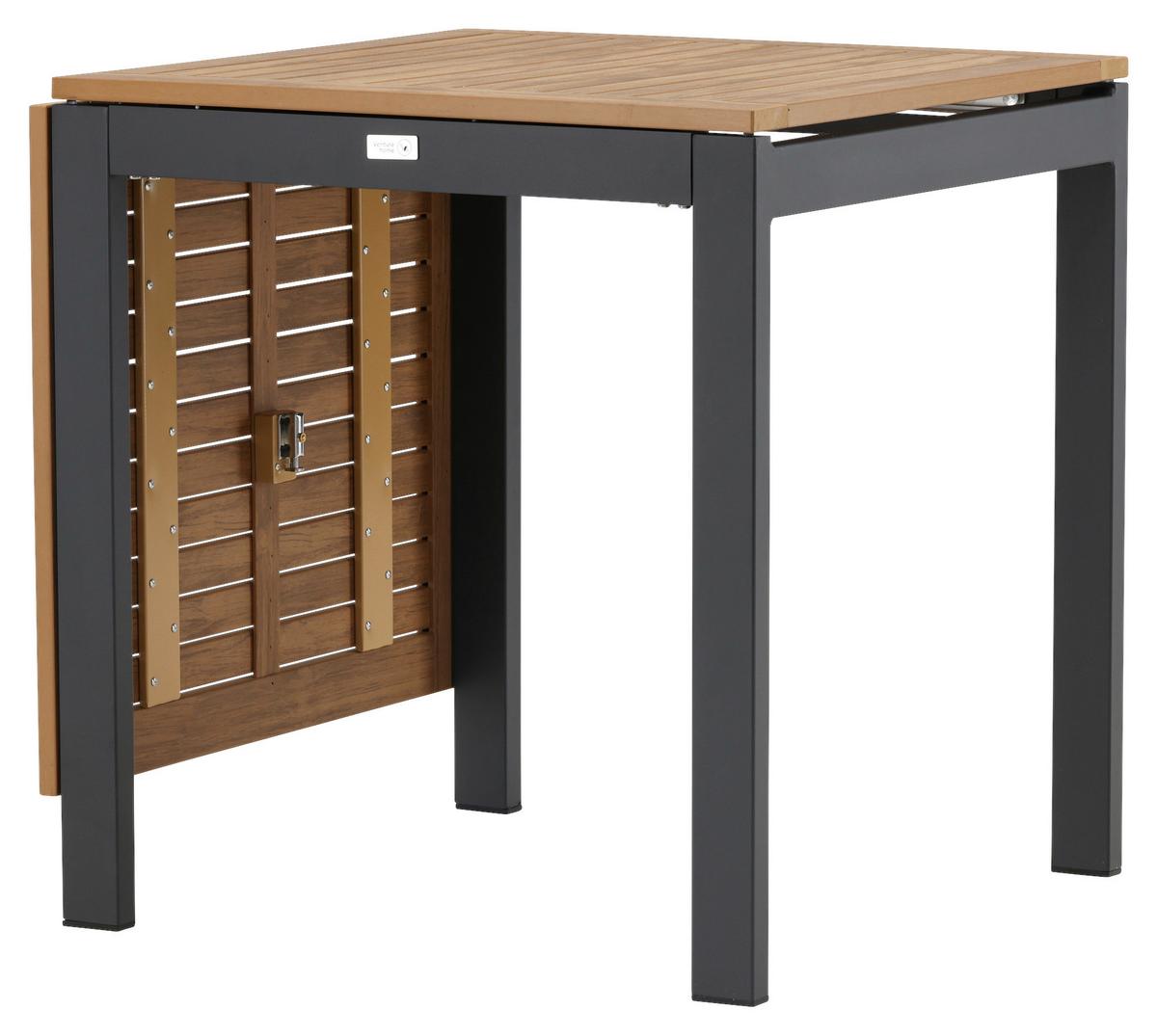 Balkontisch Diego klappbar ca. 70x70 cm Holz/Schwarz - Schwarz/Braun, KONVENTIONELL, Holz/Metall (70/70/75cm) - Gardenson