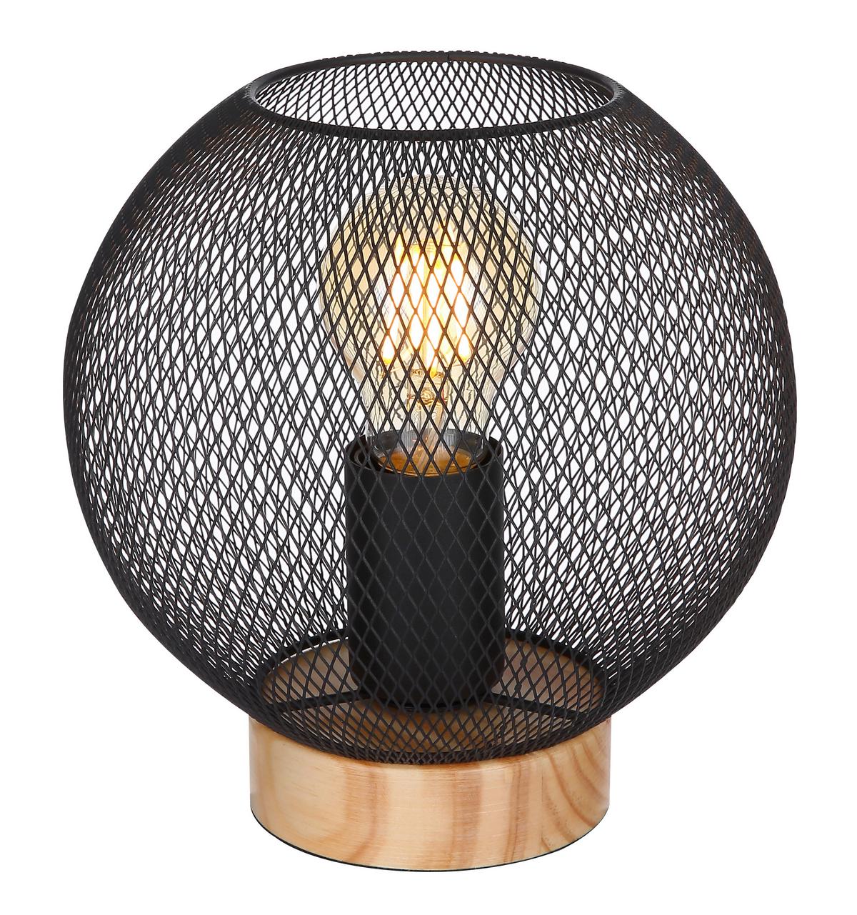 Tischleuchte Pablo max. 40 Watt - Schwarz/Braun, MODERN, Holz/Metall (20/20cm)