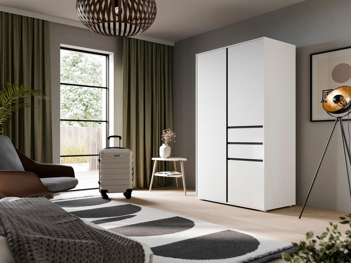 Drehtürenschrank Falun Weiß - Weiß, MODERN, Holzwerkstoff (100/194/56cm) - Livetastic