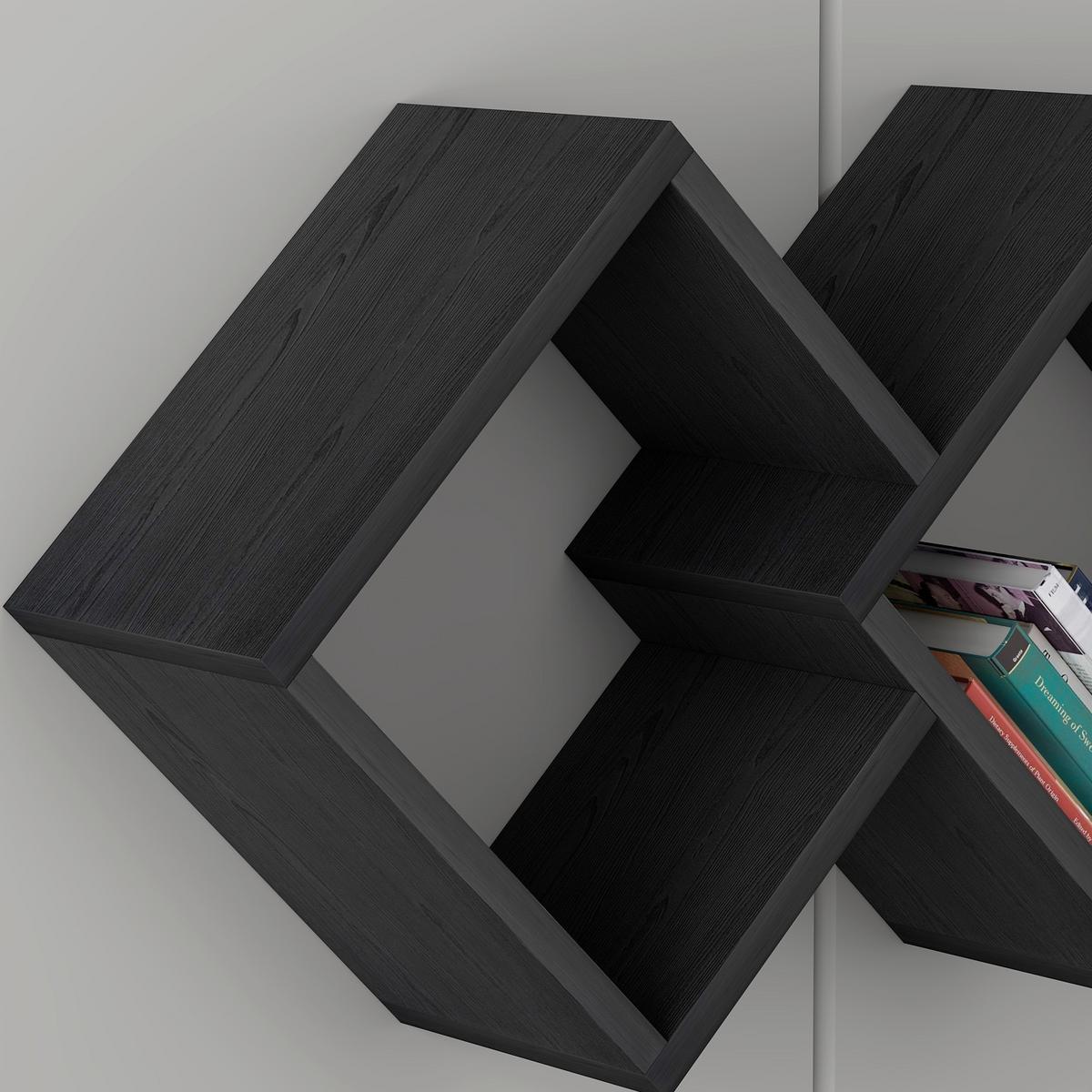 WANDREGAL GALAXY WANDREGAL - Schwarz, Design, Holzwerkstoff (102/42/20cm) - Livetastic