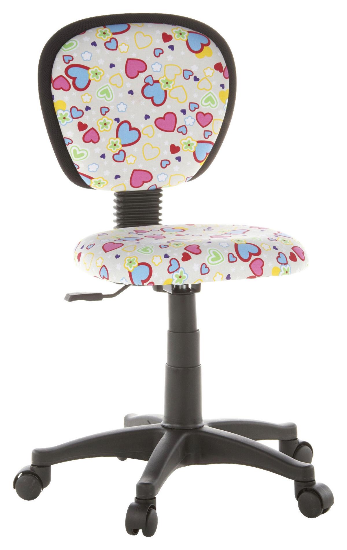 Mladinski Vrtljivi Stol Kiddy Top, Motiv Rožice In Srčki - večbarvno, Basics, umetna masa (40/79-90/37cm) - MID.YOU