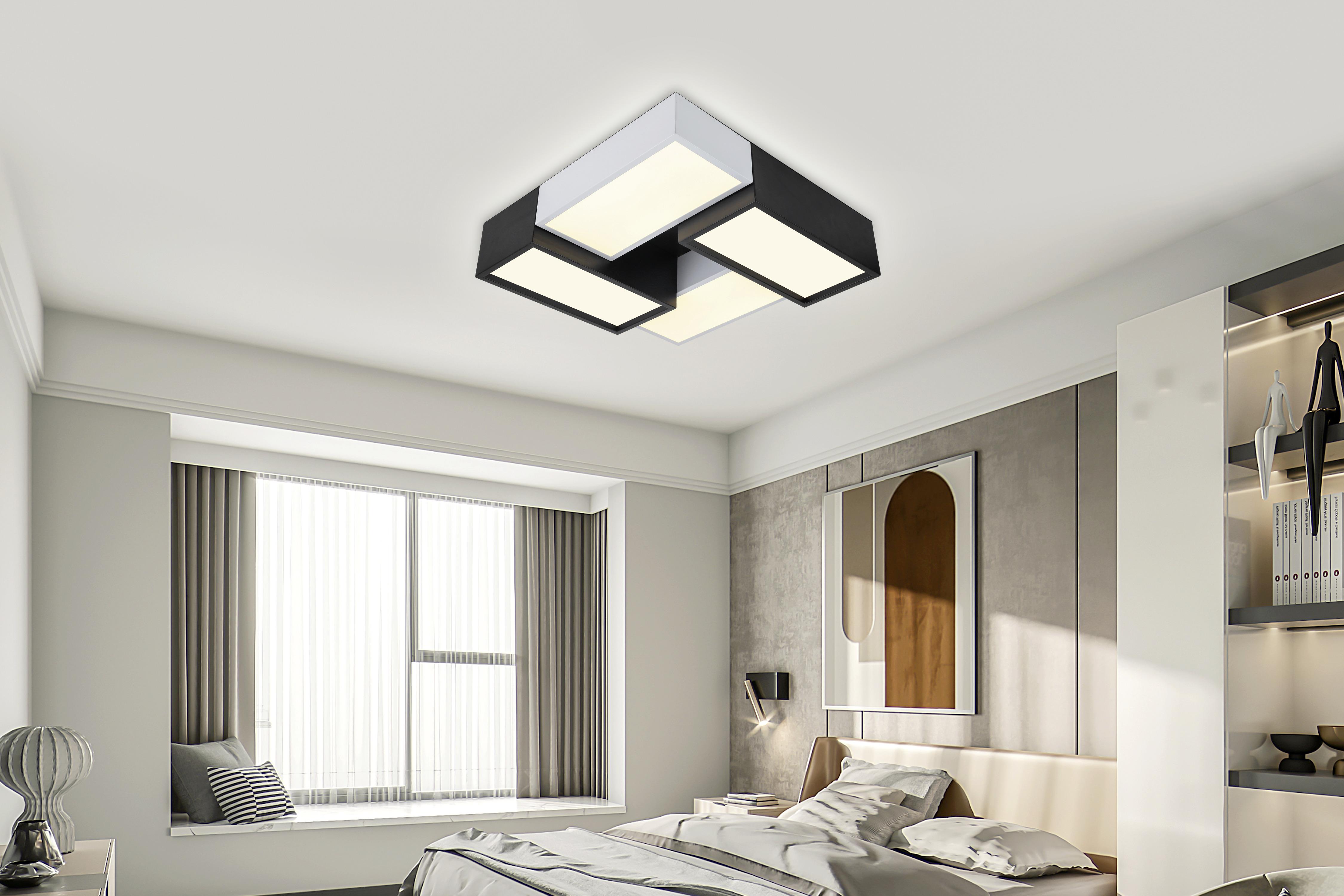 LED-Deckenleuchte Cataleya max. 30 Watt - Schwarz/Grau, MODERN, Kunststoff/Metall (45/45/14cm) - Premium Living
