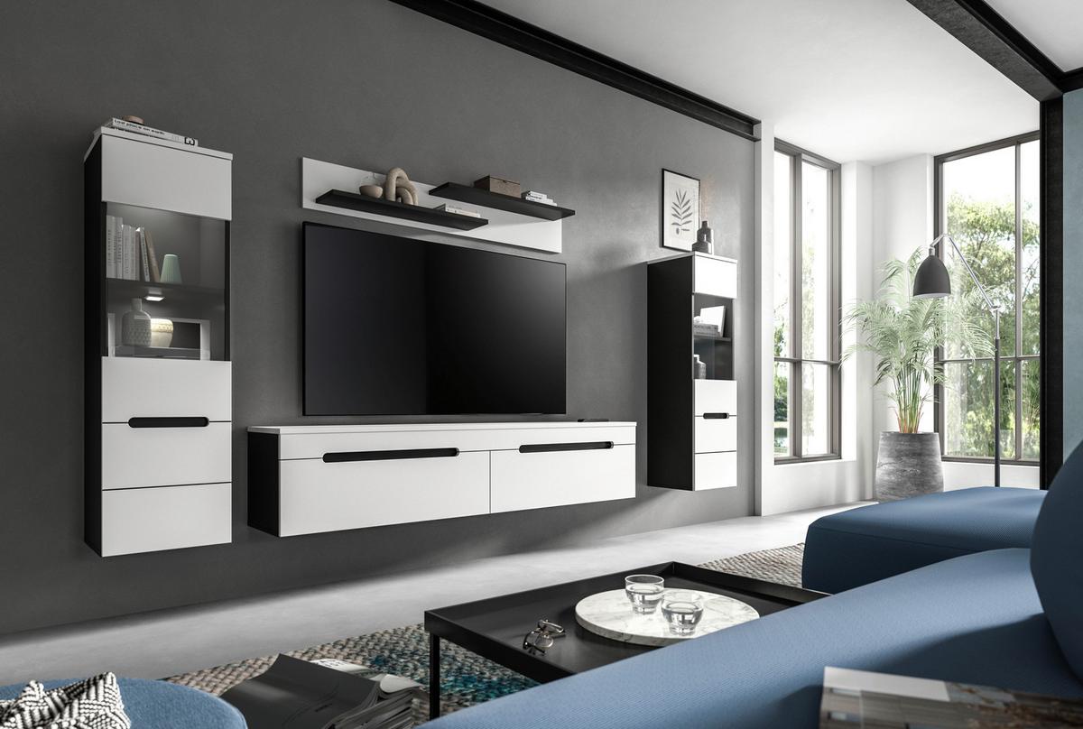 Dnevni Regal Canu, Bela, Siva, 4-Delni - črna/bela, Design, umetna masa/leseni material (272/141/33cm) - Livetastic