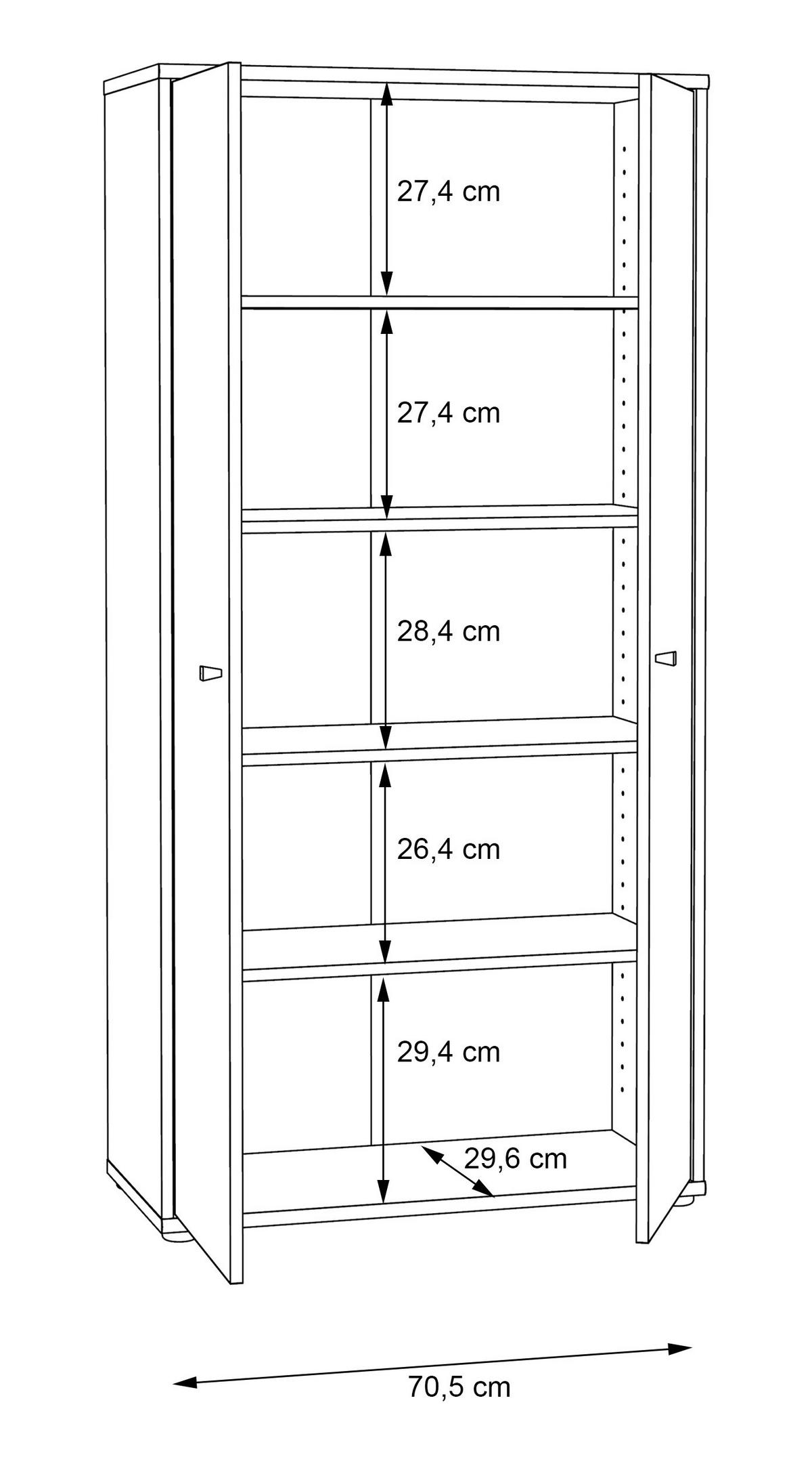 Omara S Klasičnimi Vrati Tempra 2, Bela - bela/barve aluminija, Design, leseni material (73,7/149,5/34,8cm)