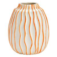 Vase gestreift aus Keramik Orange/Weiß - Orange/Weiß, Basics, Keramik (14,0/18,0/14,0cm)