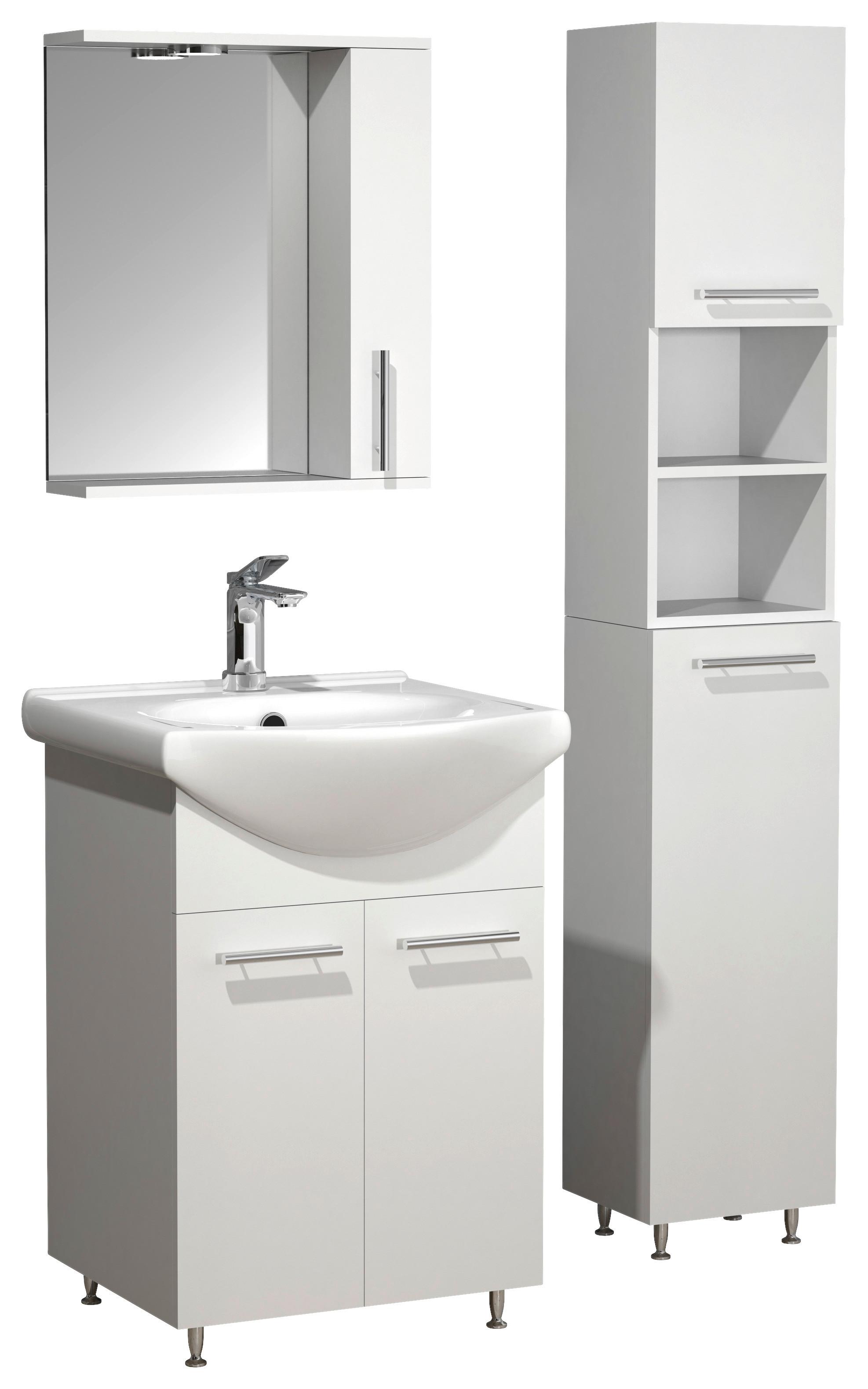 BADEZIMMER LISALO M - Weiss/Silberfarben, Modern, Glas/Keramik (80cm) - MID.YOU