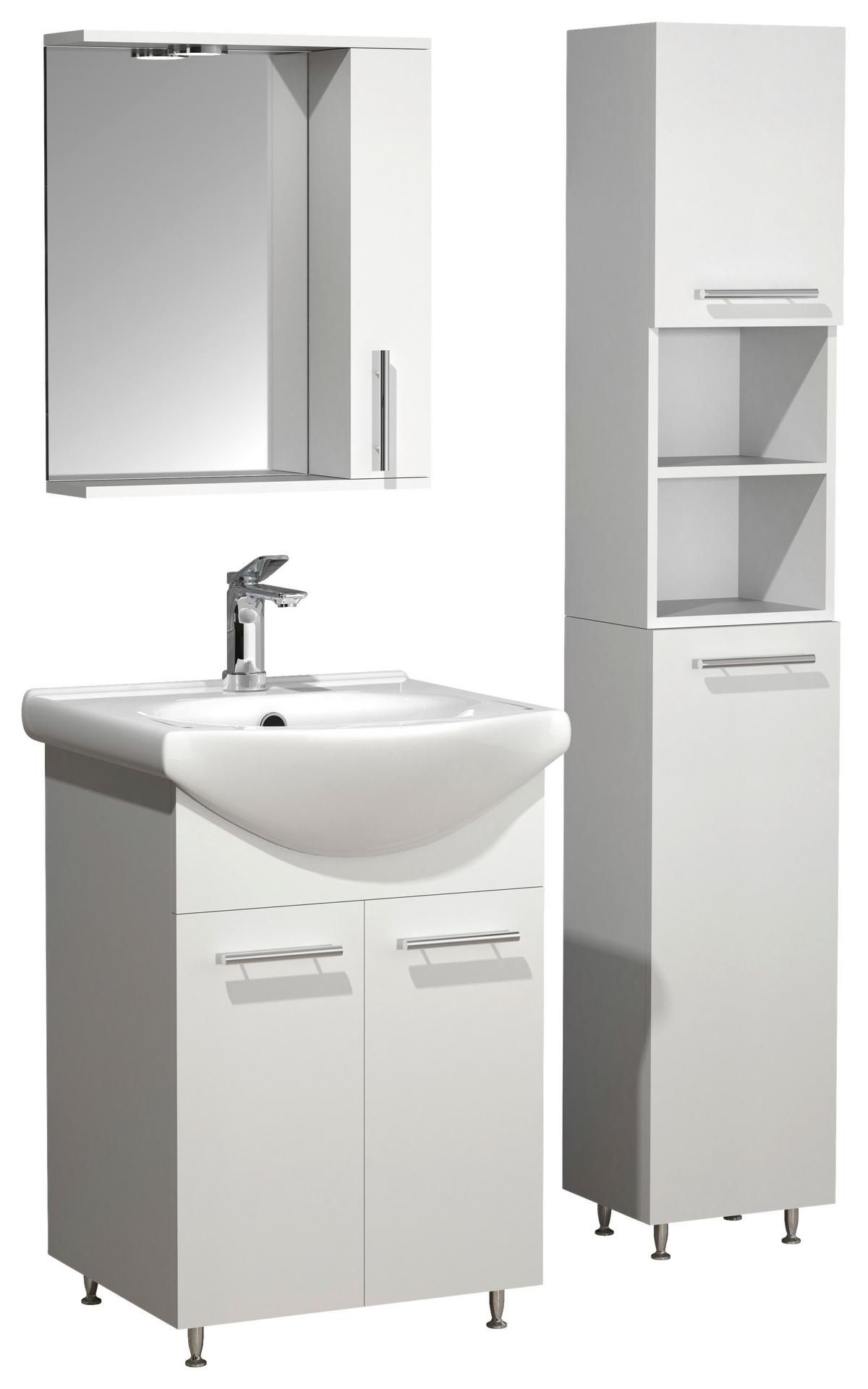 BADEZIMMER LISALO M - Weiss/Silberfarben, Modern, Glas/Keramik (80cm) - MID.YOU