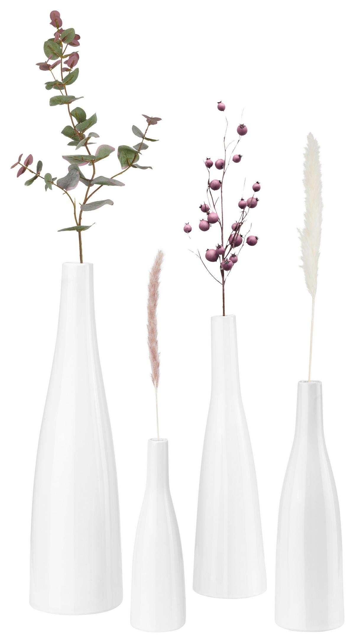 Vase Plancio in Weiß - Weiß, MODERN, Keramik (5,5/20.5cm) - Modern Living