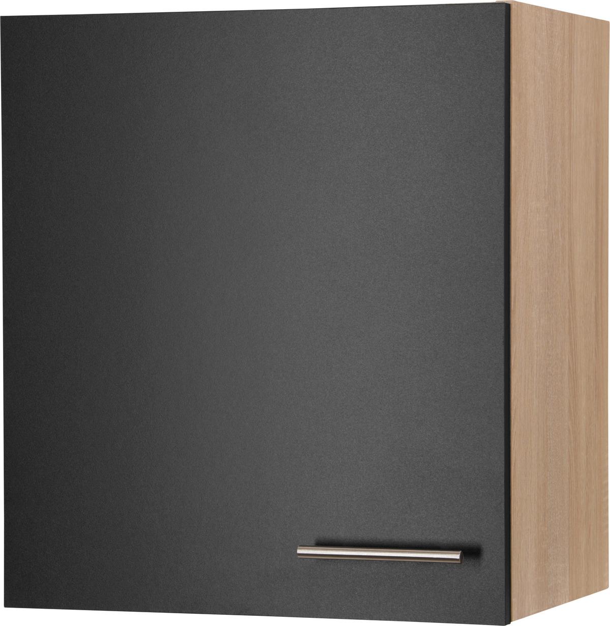 Kuhinjska Zgornja Omarica Merle, Barva Hrasta, Črna - srebrne barve/črna, Basics, kovina/leseni material (50/56,1/34,6cm) - Respekta