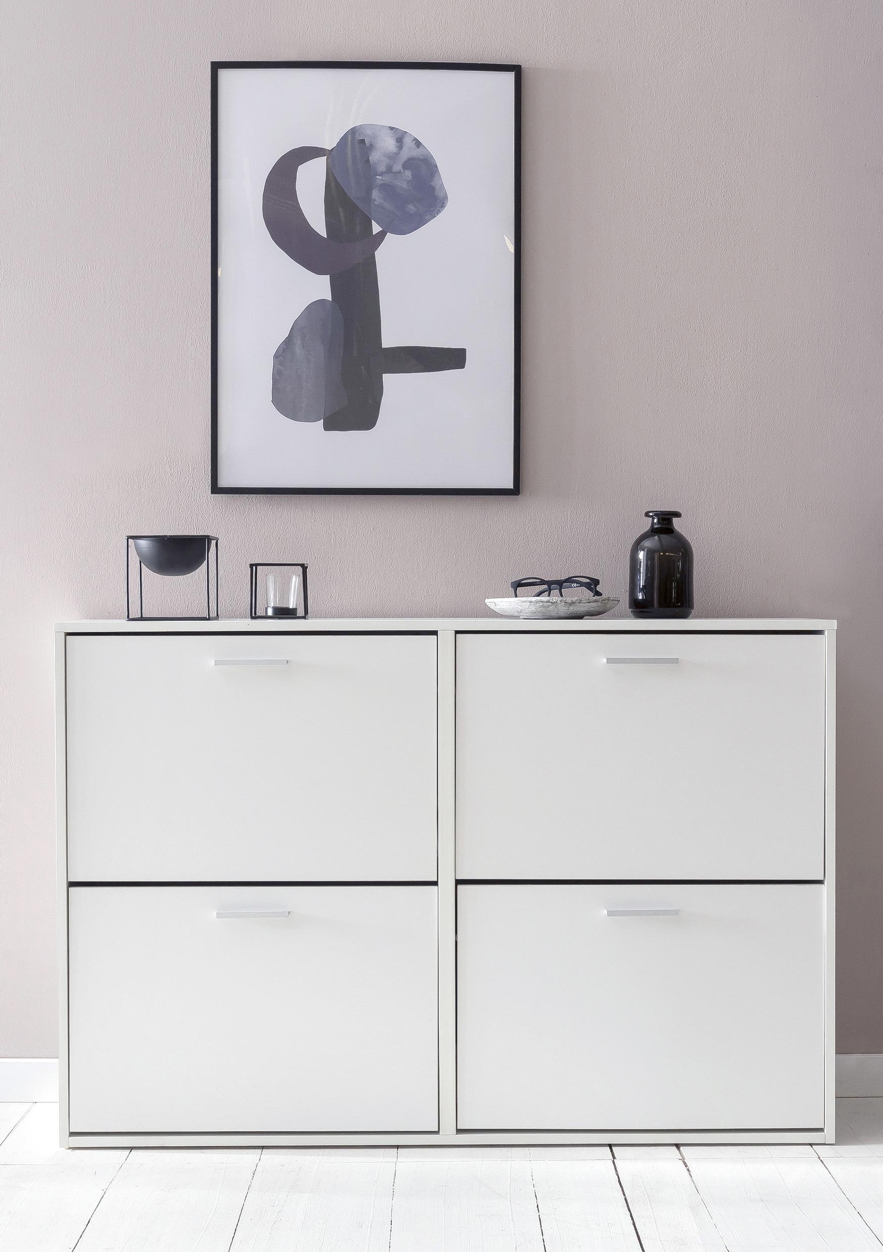 Omara Za Čevlje Sonoma, Bela - srebrne barve/bela, Konvencionalno, kovina/leseni material (120/81/24cm) - MID.YOU