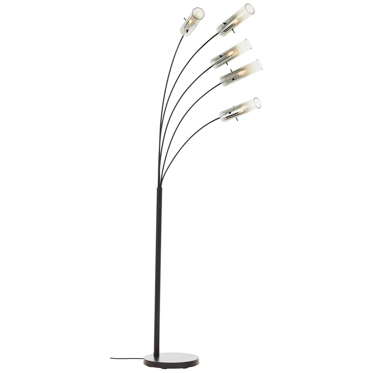 Bogenleuchte Glasini Schwarz max. 25 Watt - Schwarz/Grau, Design, Glas/Metall (200cm) - Brilliant