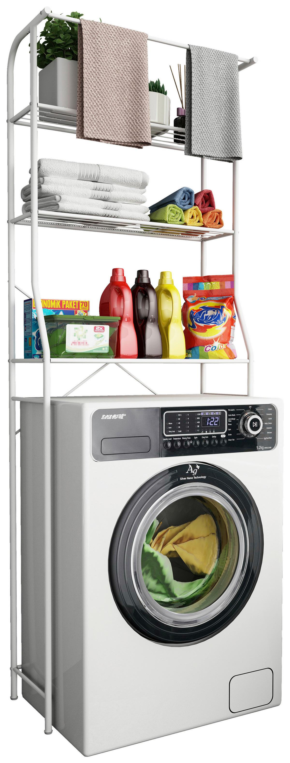 Waschmaschinenschrank TUBAS L Weiß ca. 60x167x24cm - Schwarz/Weiß, MODERN, Kunststoff/Metall (65/167/24cm) - MID.YOU