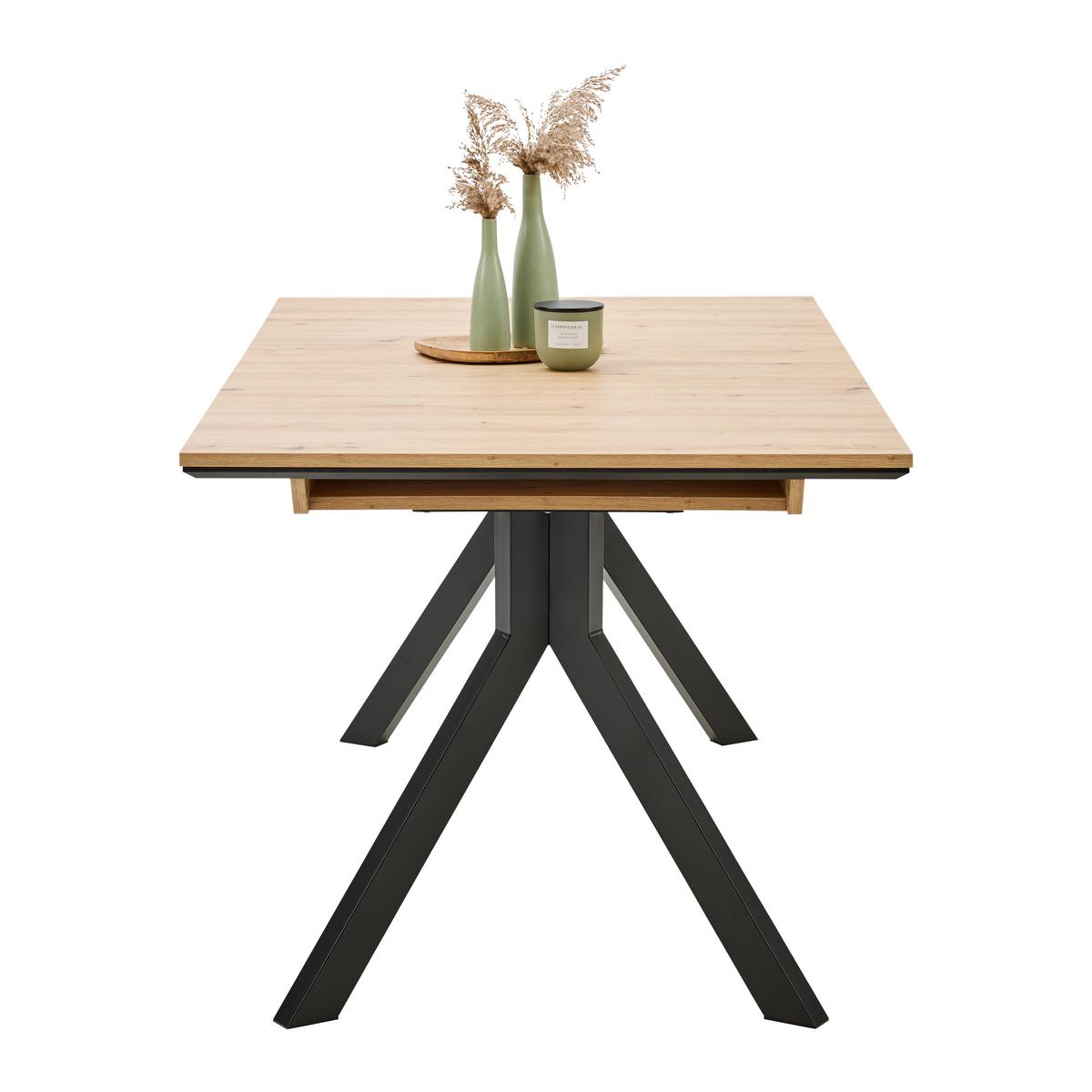 Ausziehtisch Mendosa 200 in Grau/Anthrazit - Anthrazit/Schwarz, Basics, Holzwerkstoff (160-200/90/75cm) - Premium Living