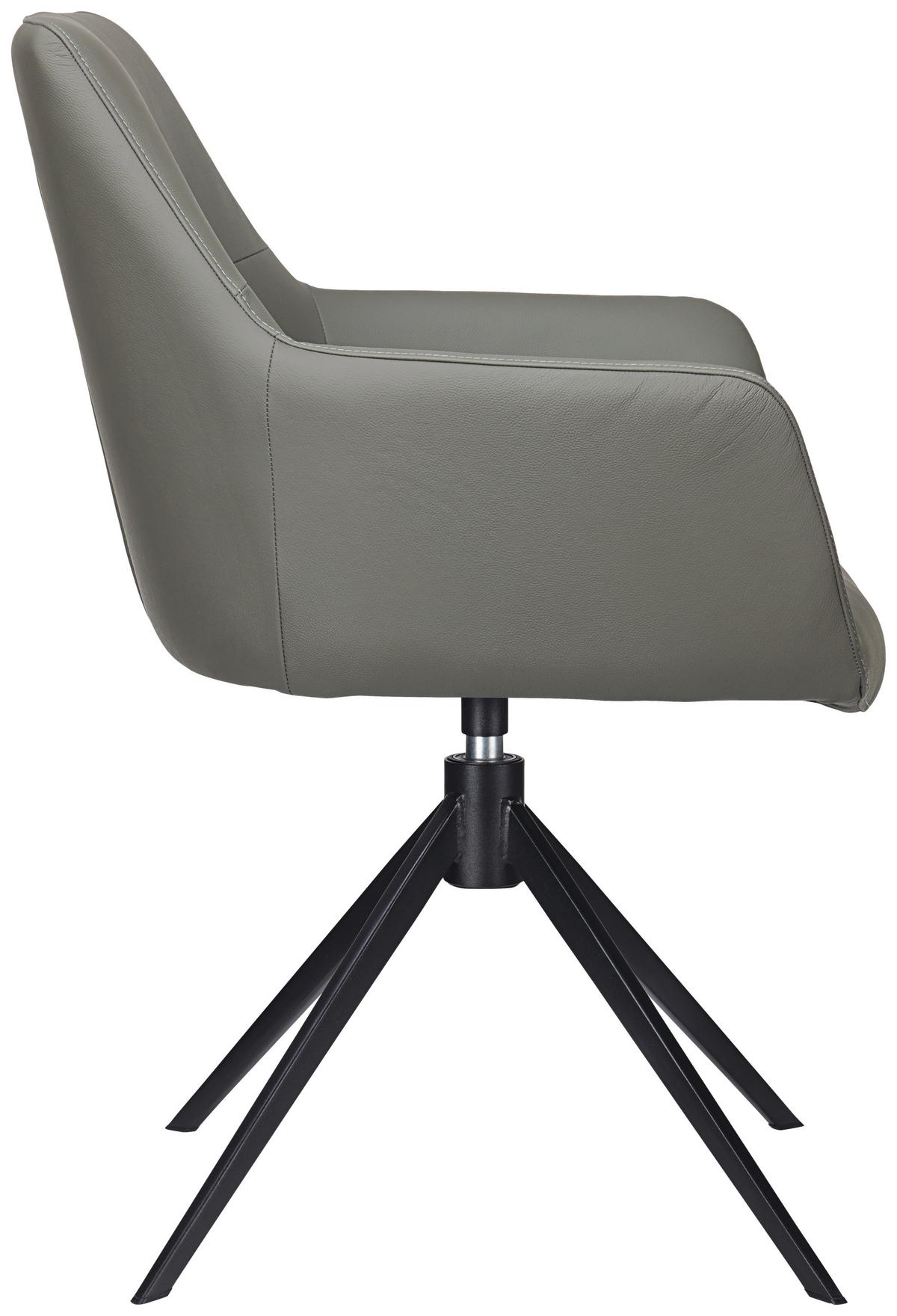 KRZESŁO Z PODŁOKIETNIKAMI MEDUSA -EXKLUSIV- - antracytowy/czarny, Konventionell, skóra/metal (59,5/87,5/63cm) - Novel