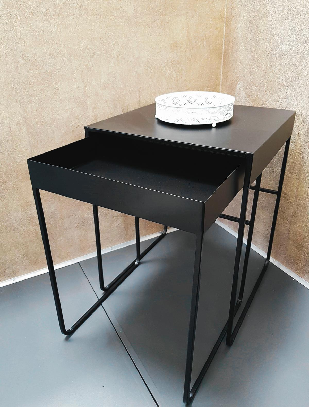 ZESTAW STOLIKÓW BOCZNYCH MOE - czarny, Design, metal (39-42/39-42/51-54cm)