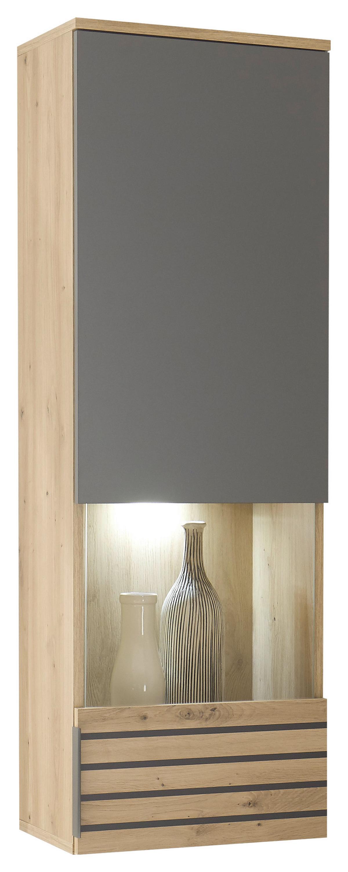 WITRYNA WISZĄCA BZ 5110 - szary/dąb artisan, Design, materiał drewnopochodny/tworzywo sztuczne (40/122/30cm) - MID.YOU