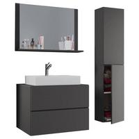 Badezimmer Lendas 4-tlg. ca. 114 cm Anthrazit - Anthrazit/Weiß, MODERN, Glas/Keramik (114cm) - MID.YOU