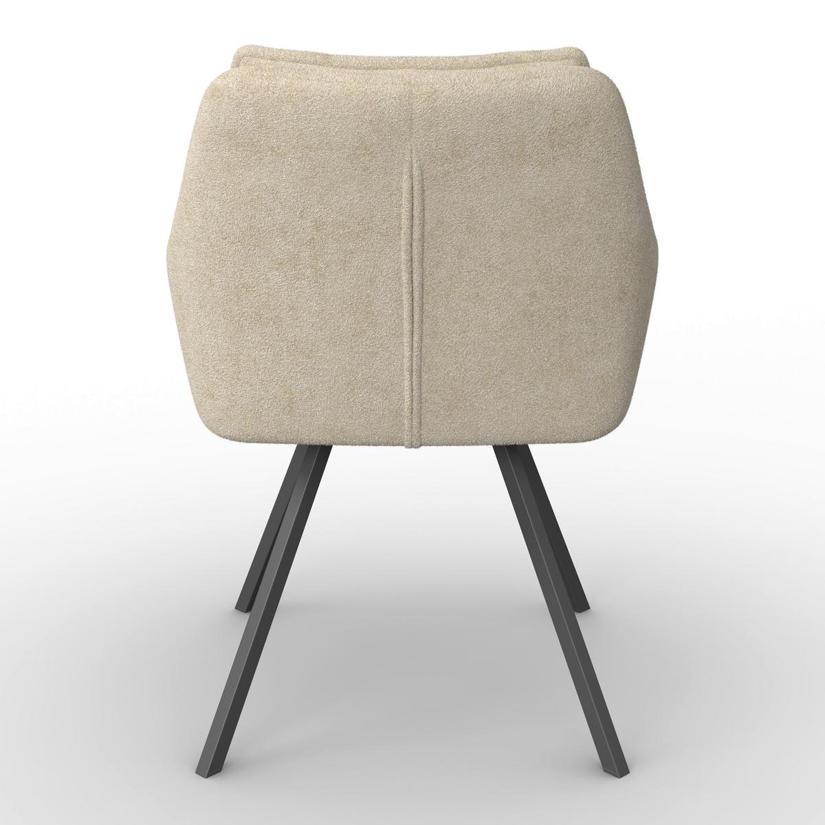 Armlehnstuhl Billy Creme Struktur Drehbar Gepolstert - Creme/Schwarz, MODERN, Holz/Textil (64/87/64cm) - Bessagi Home