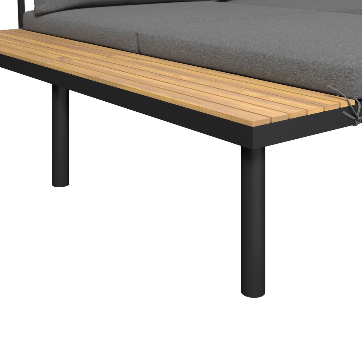 KOMPLET MEBLI TARASOWYCH BORIS - kolor akacjowy/czarny, Basics, metal/drewno (159/273,5cm) - Ambia Garden