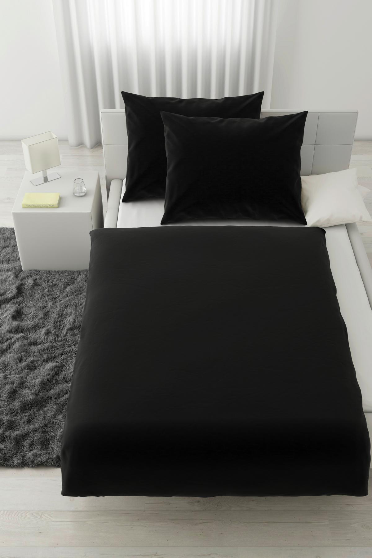 Bettwäsche Iris XXL Schwarz ca. 200x220cm - Schwarz, MODERN, Textil (200/220cm) - Modern Living