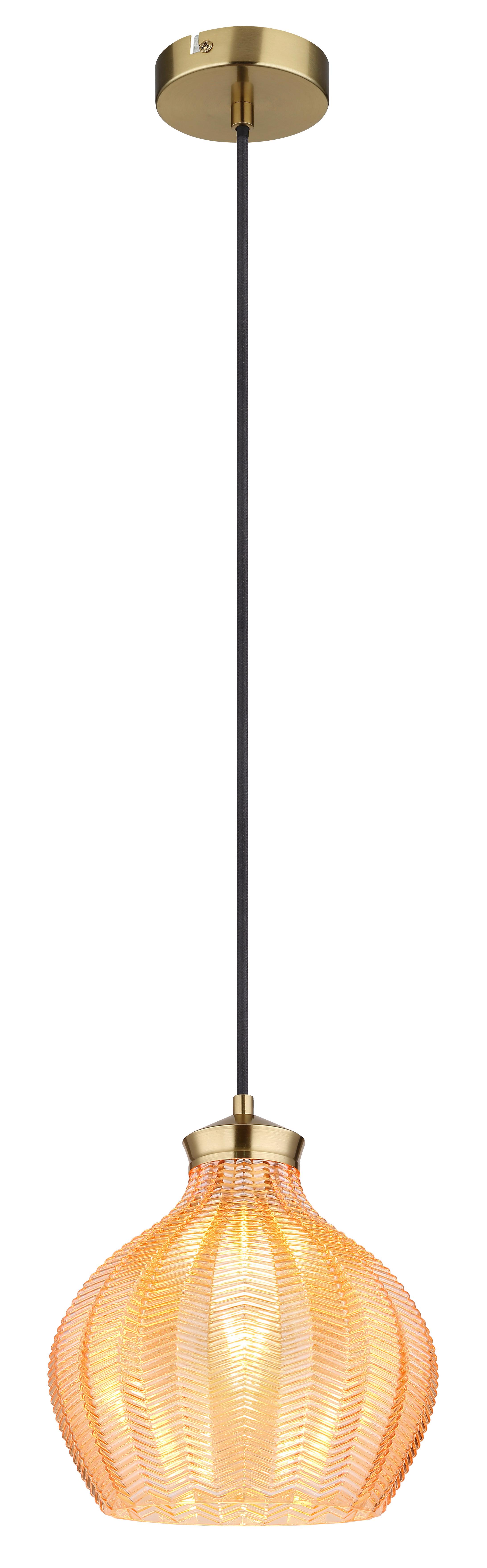 HÄNGELEUCHTE 15898H - Goldfarben/Schwarz, Basics, Glas/Textil (22/120cm) - Globo