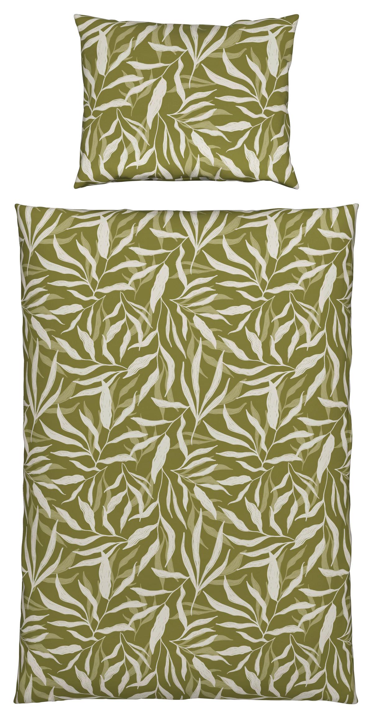 Ágyneműhuzat-garnitúra Leaves - fehér/zöld, Modern, textil (140/200cm) - Modern Living