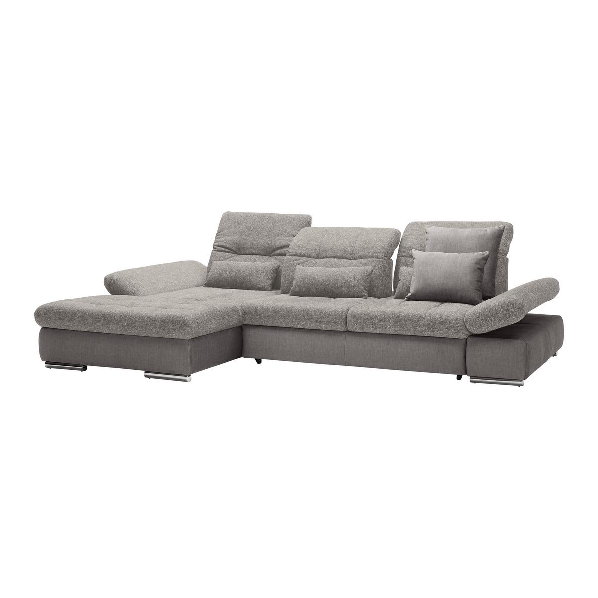 Wohnlandschaft Sanfino Silberfarben - Chromfarben/Silberfarben, KONVENTIONELL, Holz/Textil (199/79-96/305cm) - Premium Living