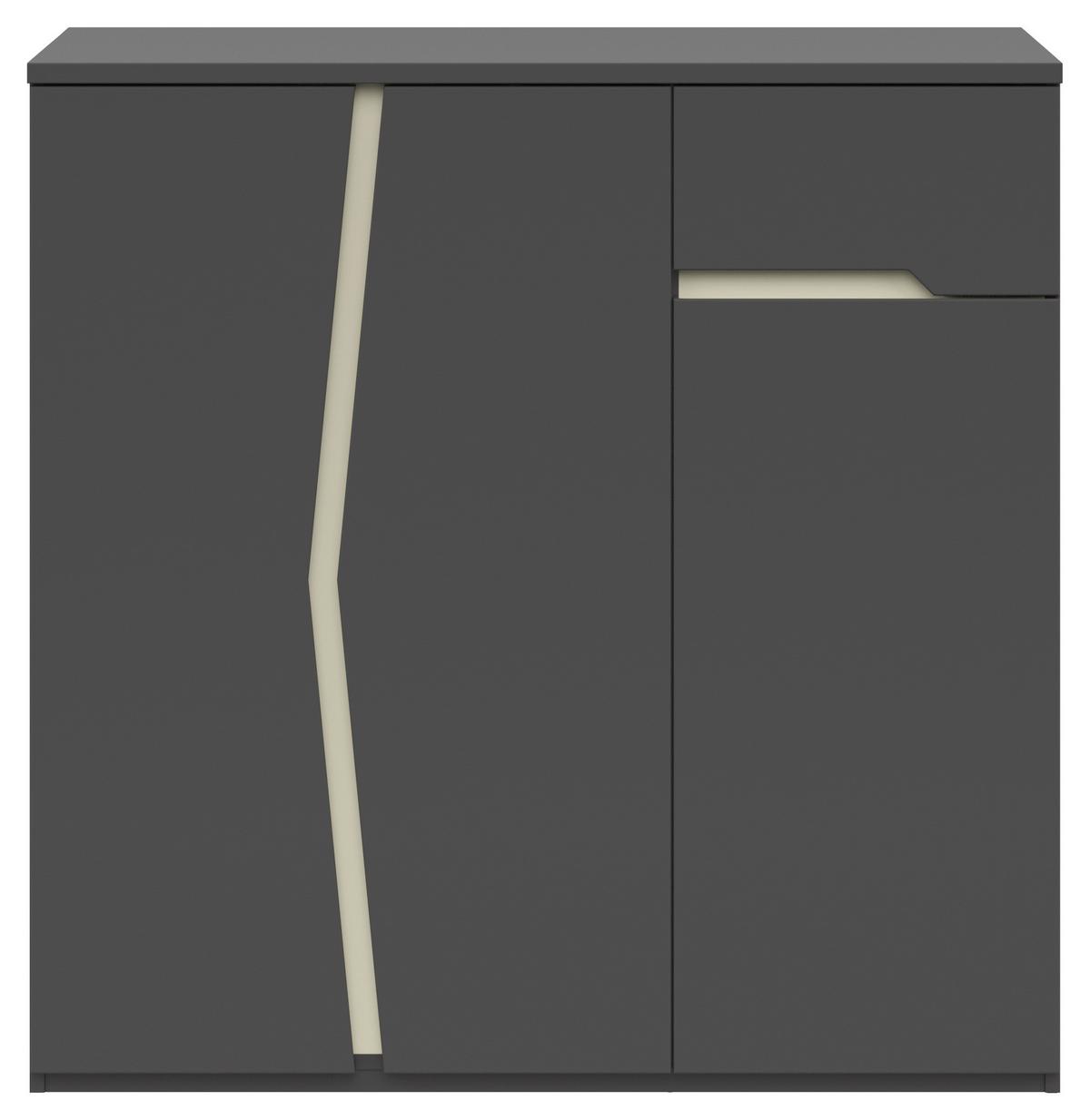 Highboard Manhatten in Grau/Graphitfarben - Graphitfarben/Schwarz, Modern, Holzwerkstoff/Kunststoff (110/110/42cm) - Premium Living