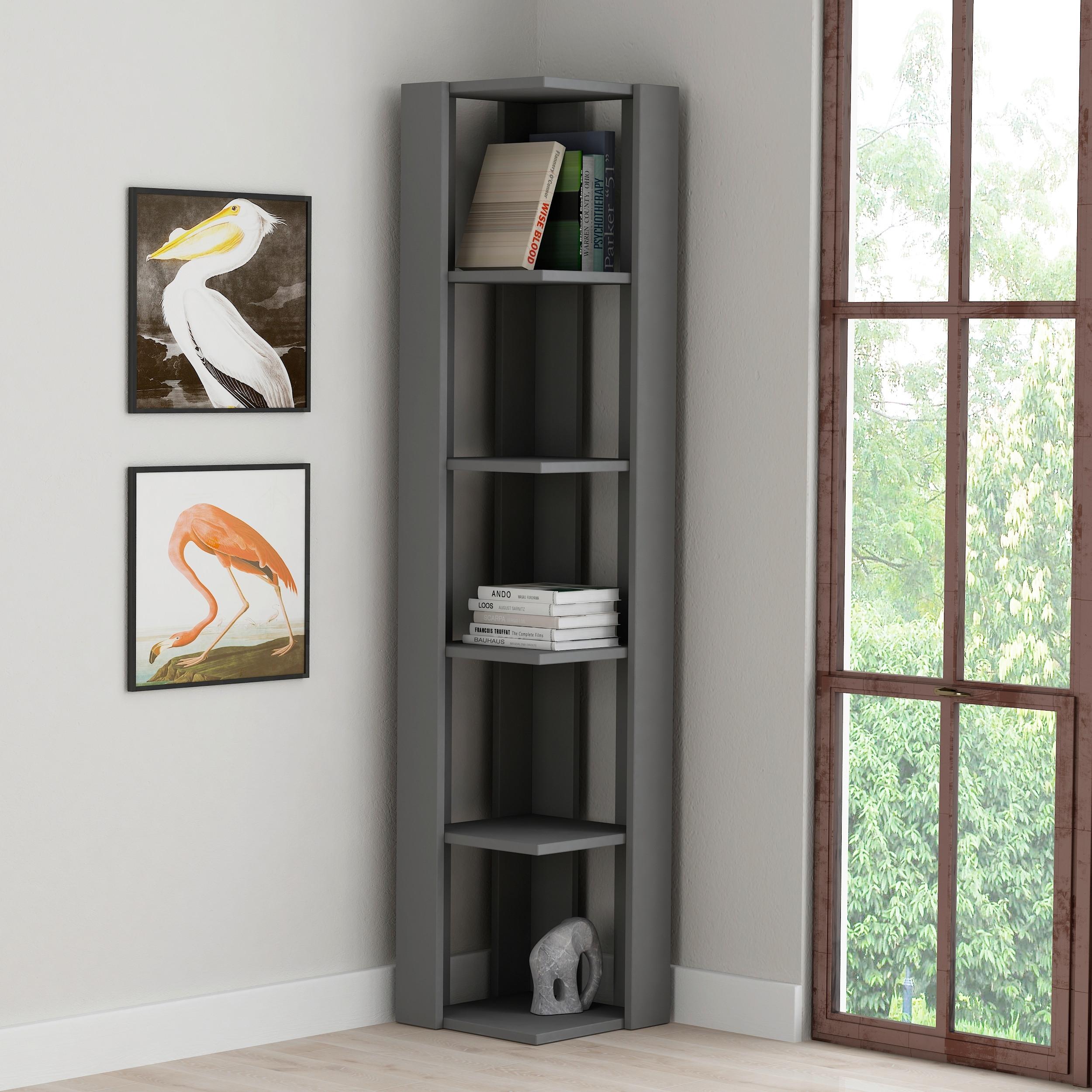 Bücherregal Nati ca. 34x161x34 cm Anthrazit - Anthrazit, Design, Holzwerkstoff (34/161/34cm) - Livetastic