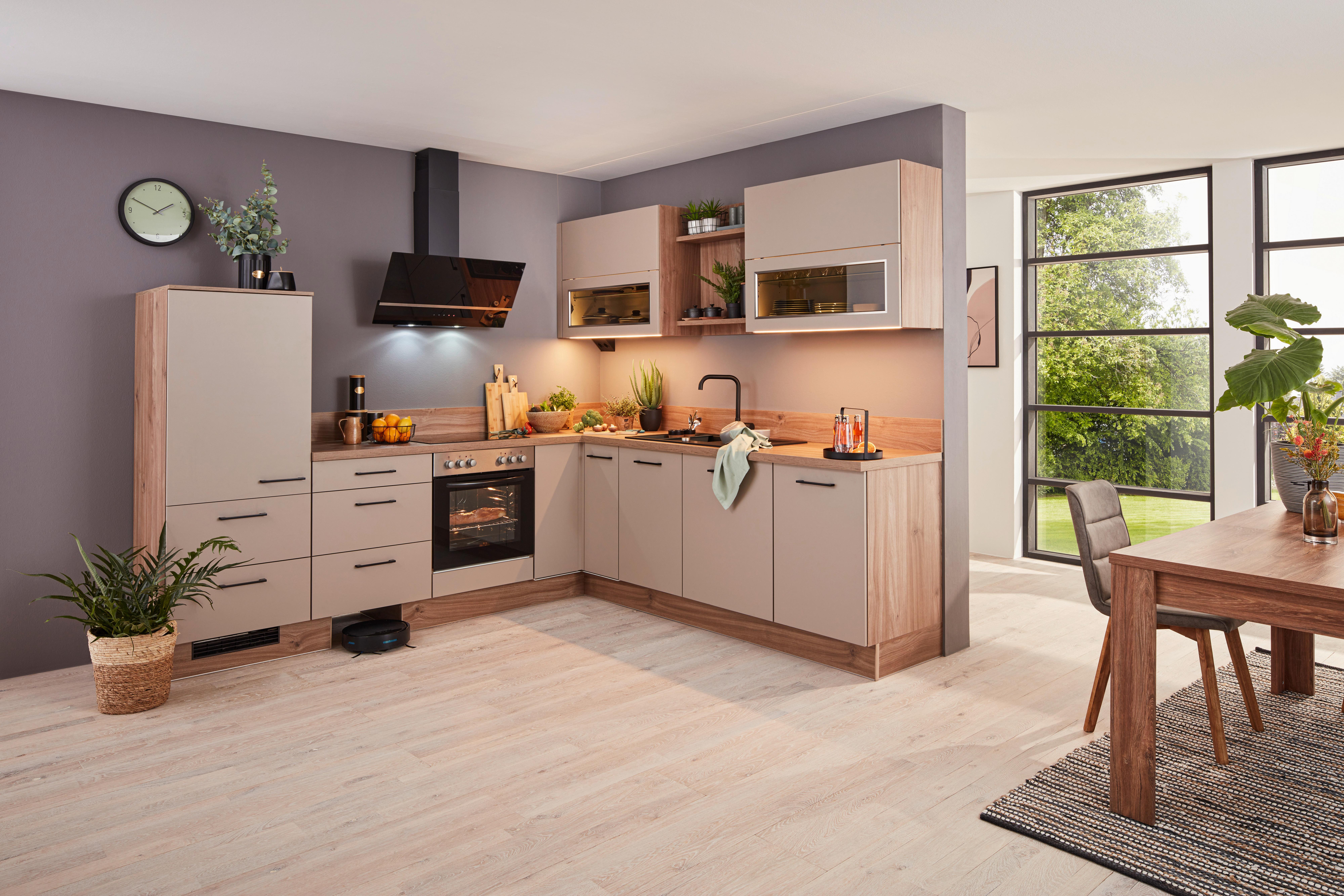 Einbauküche IP1200 Cappucinofarben - Eichefarben/Cappuccino, MODERN, Holzwerkstoff/Metall (270/250cm) - Impuls