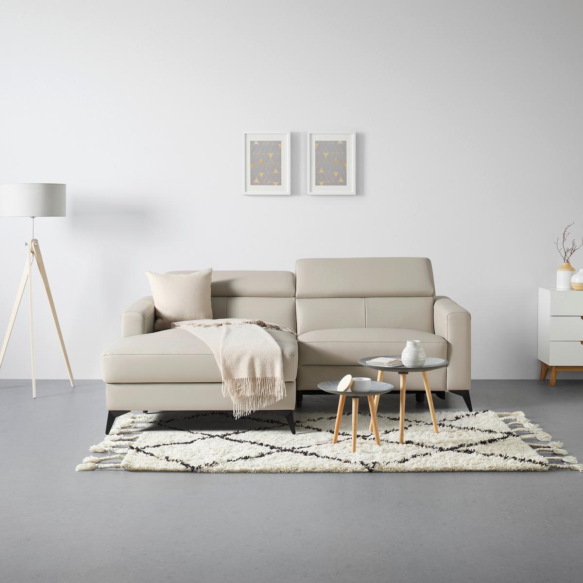 Sarokkanapé Bari - bézs, Konventionell, bőr/textil (102-163/75-95/214cm) - Mömax