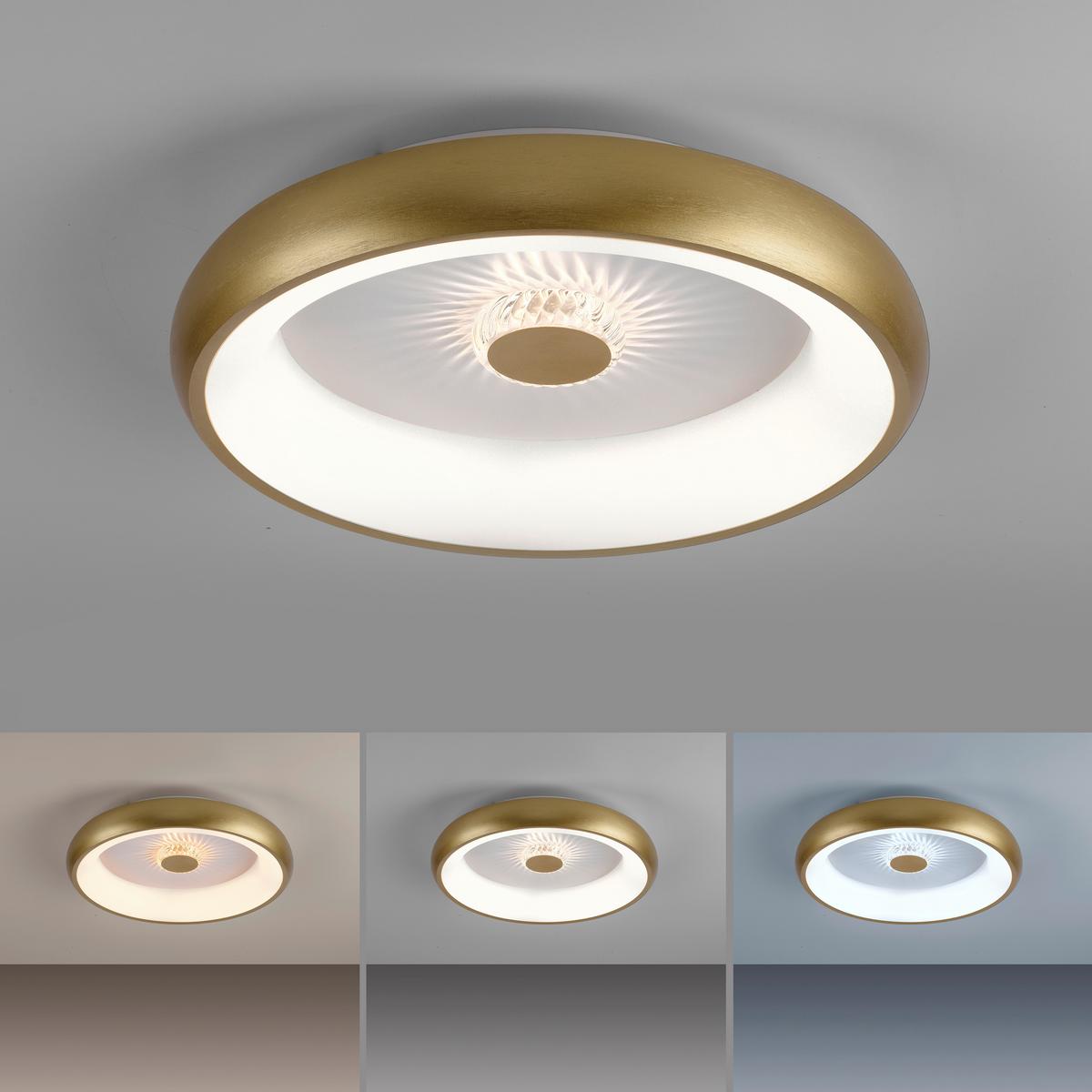 Stropna Led-svetilka Vertigo - barve medenine, kovina/umetna masa (46,5/46,5/9,5cm)