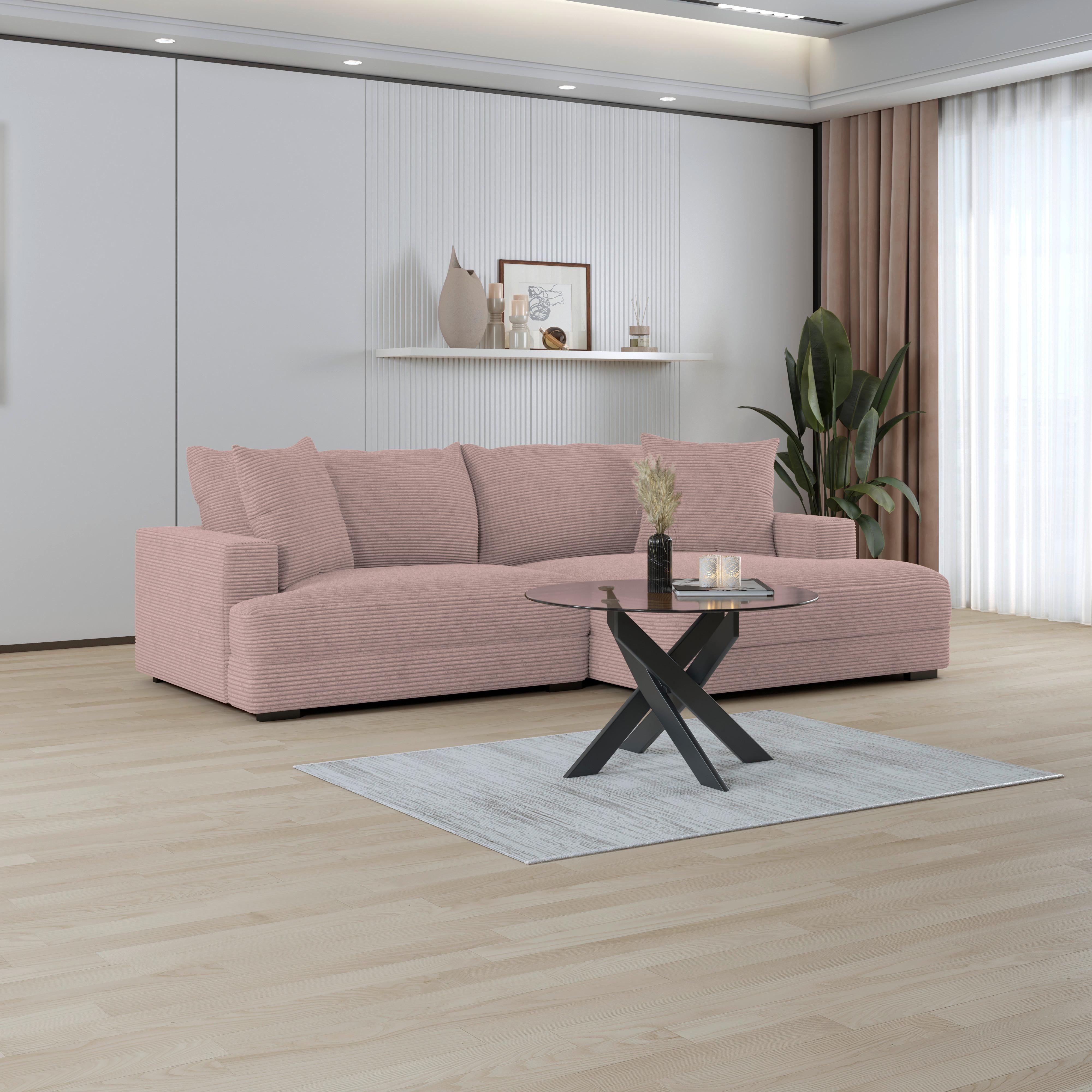 Coltar PELLE - roz, Modern, textil (265/180cm)