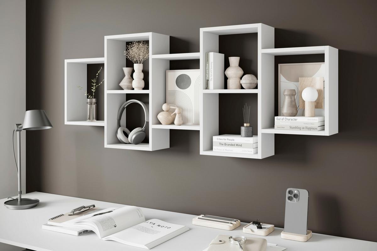 Stenski Regal Trio, Bela - bela, Basics, leseni material (160,8/65/18cm) - P & B