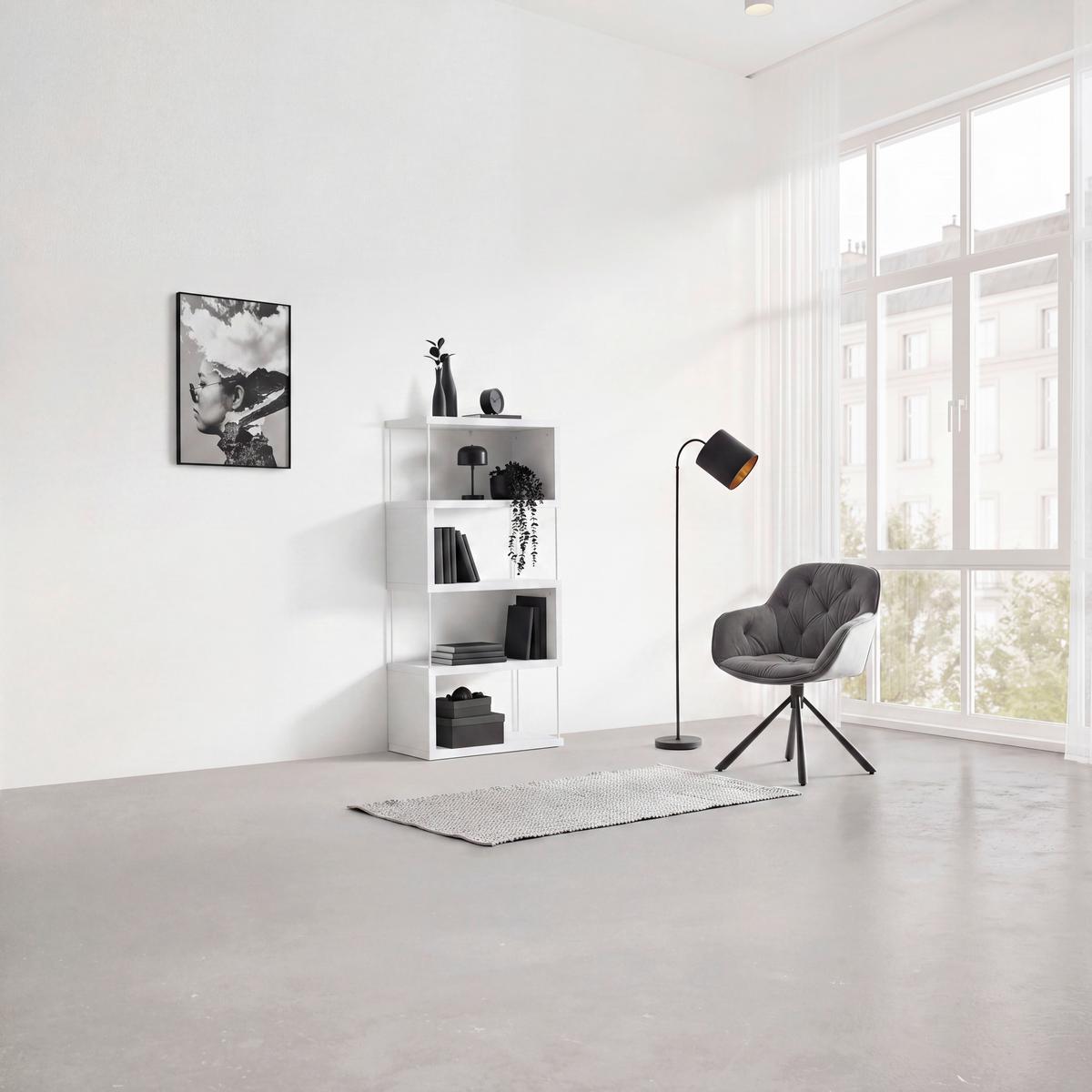 Polica Pinnar - bijela, Moderno, drvni materijal/metal (66/136,5/33cm) - Modern Living