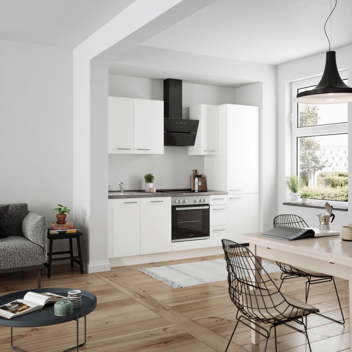 Küchenleerblock Touch High o. Geräte Weiß - Edelstahlfarben/Weiß, MODERN, Holzwerkstoff/Metall (240cm) - Nobilia